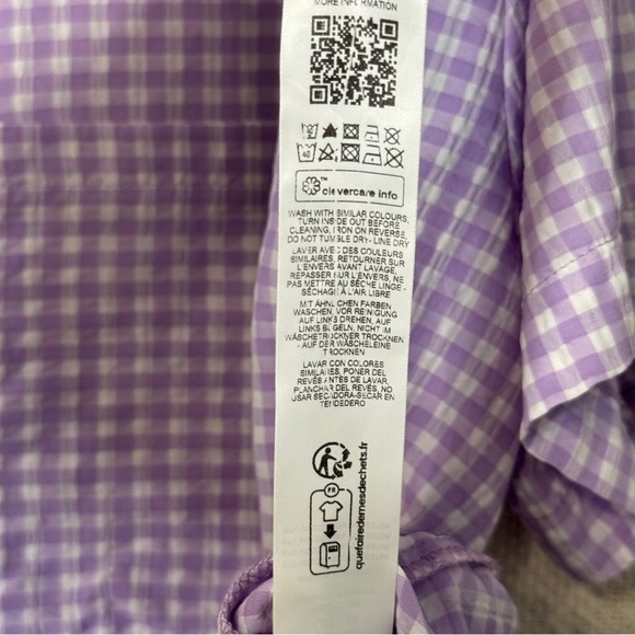 Miss Selfridge Lavender Gingham Seersucker Shirt | Size 14 | Oversized Fit - Picture 6 of 7